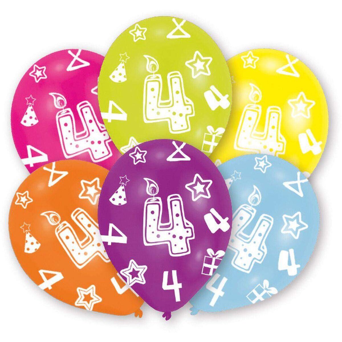 amscan Latexballons Geburtstagskerze 4, bunt 6 Stück