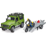 BRUDER® Land Rover Defender mit Anhänger und Scrambler Ducati Full Throttle