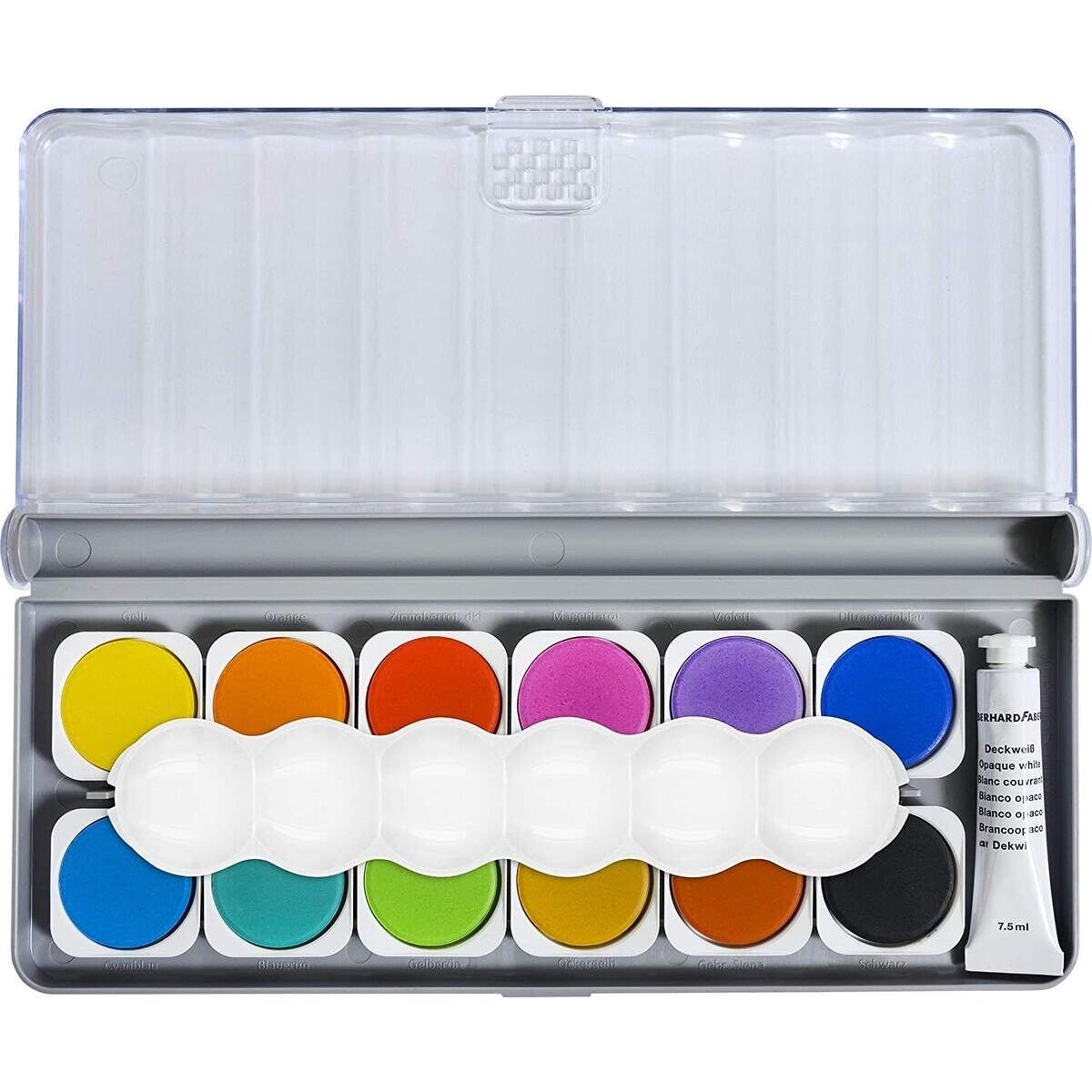 Eberhard Faber Winner Deckfarbkasten mit herausnehmbaren Näpfchen, 12er