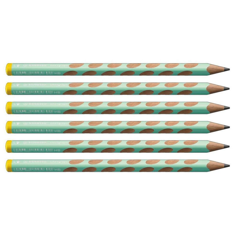 Ergonomischer Dreikant-Bleistift für Linkshänder - STABILO EASYgraph in pastellgrün - 6er Pack - Härtegrad HB