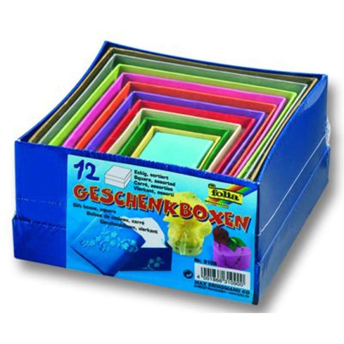 Folia 3109 Geschenkboxen, eckig, 12 Größen