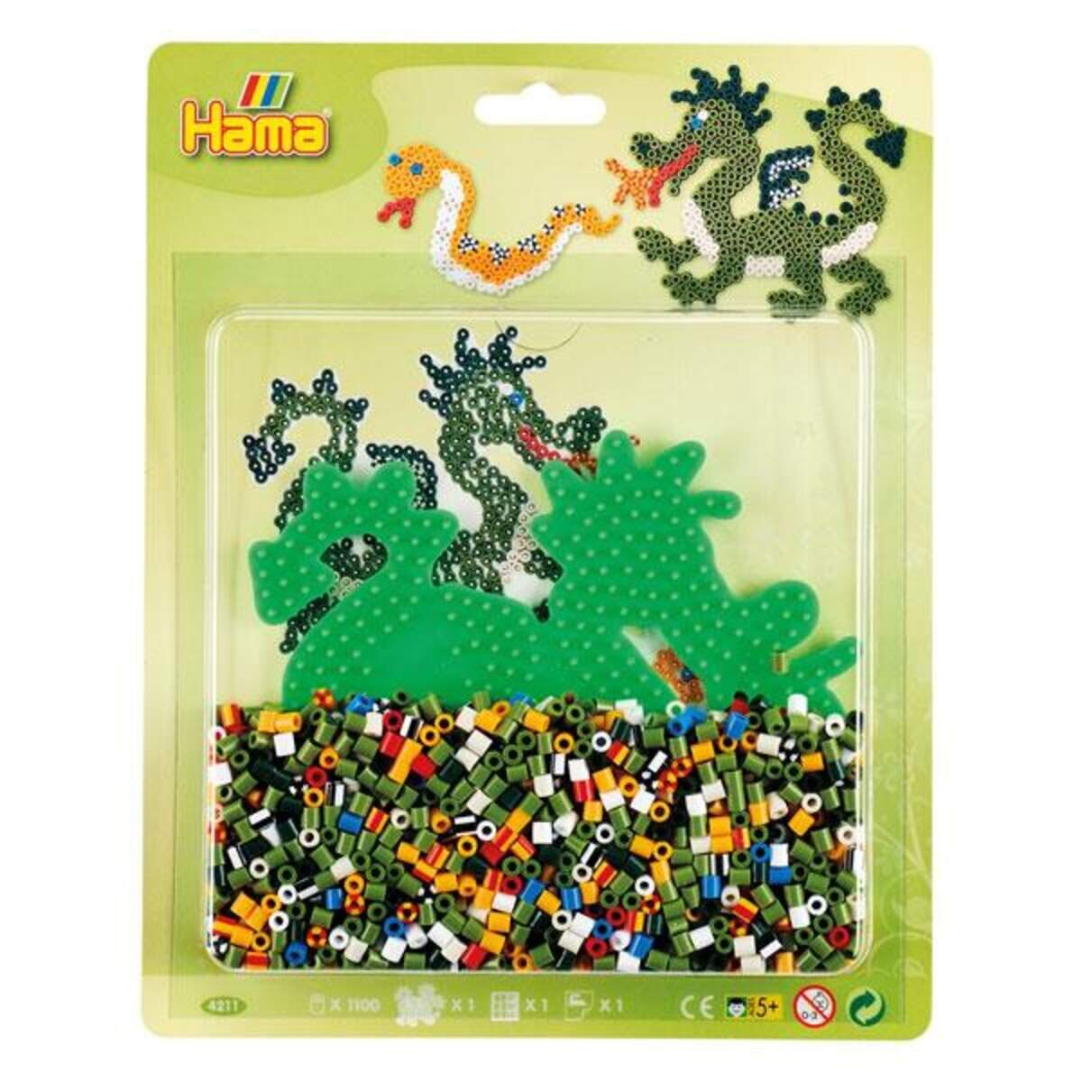 Hama Bügelperlen Set Drache mit ca. 1.100 bunten Midi Bügelperlen mit Durchmesser 5 mm