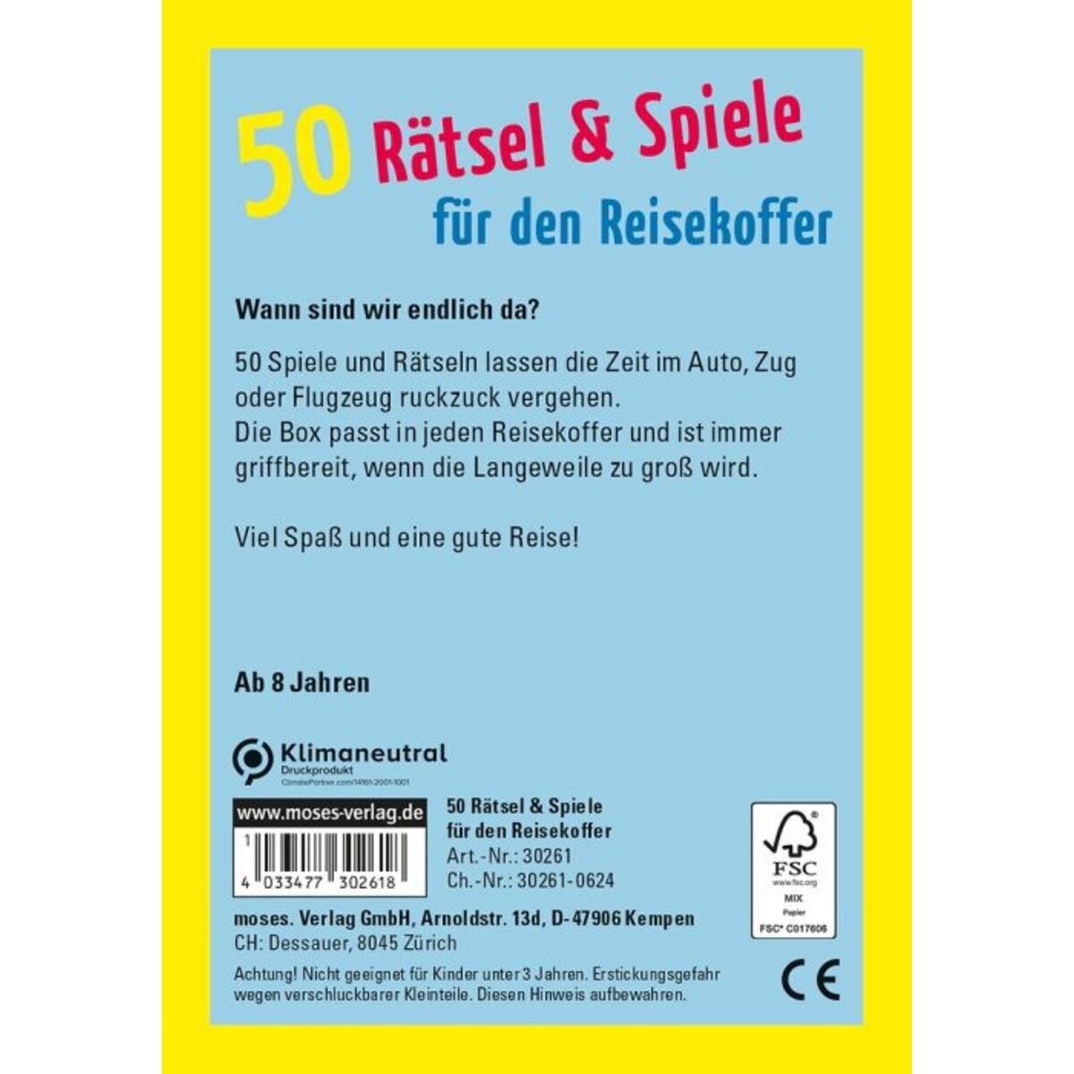 moses. 50 Rätsel & Spiele für den Reisekoffer