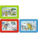 Ravensburger Kinderpuzzle 6 Teile Unterwegs mit Bus, Bahn und Flugzeug