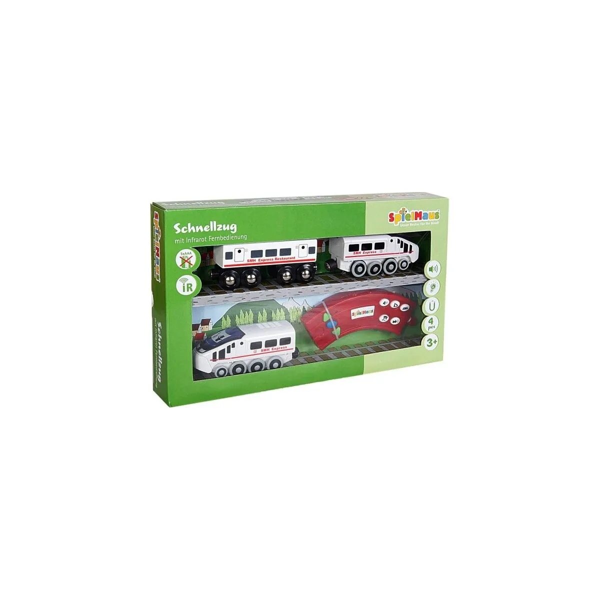 SpielMaus Holz Infrarot Zug mit Wagon