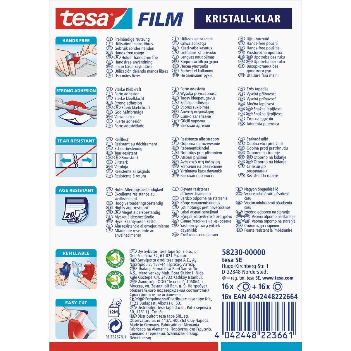 tesafilm Mini Abroller nachfüllbar, 1 Stück, 4-fach sortiert