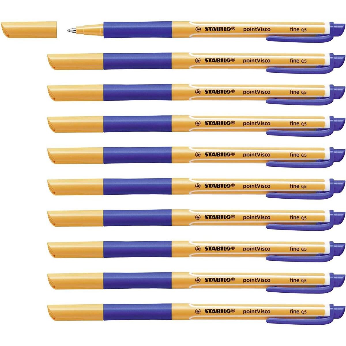 Tintenroller - STABILO pointVisco - 10er Pack - blau
