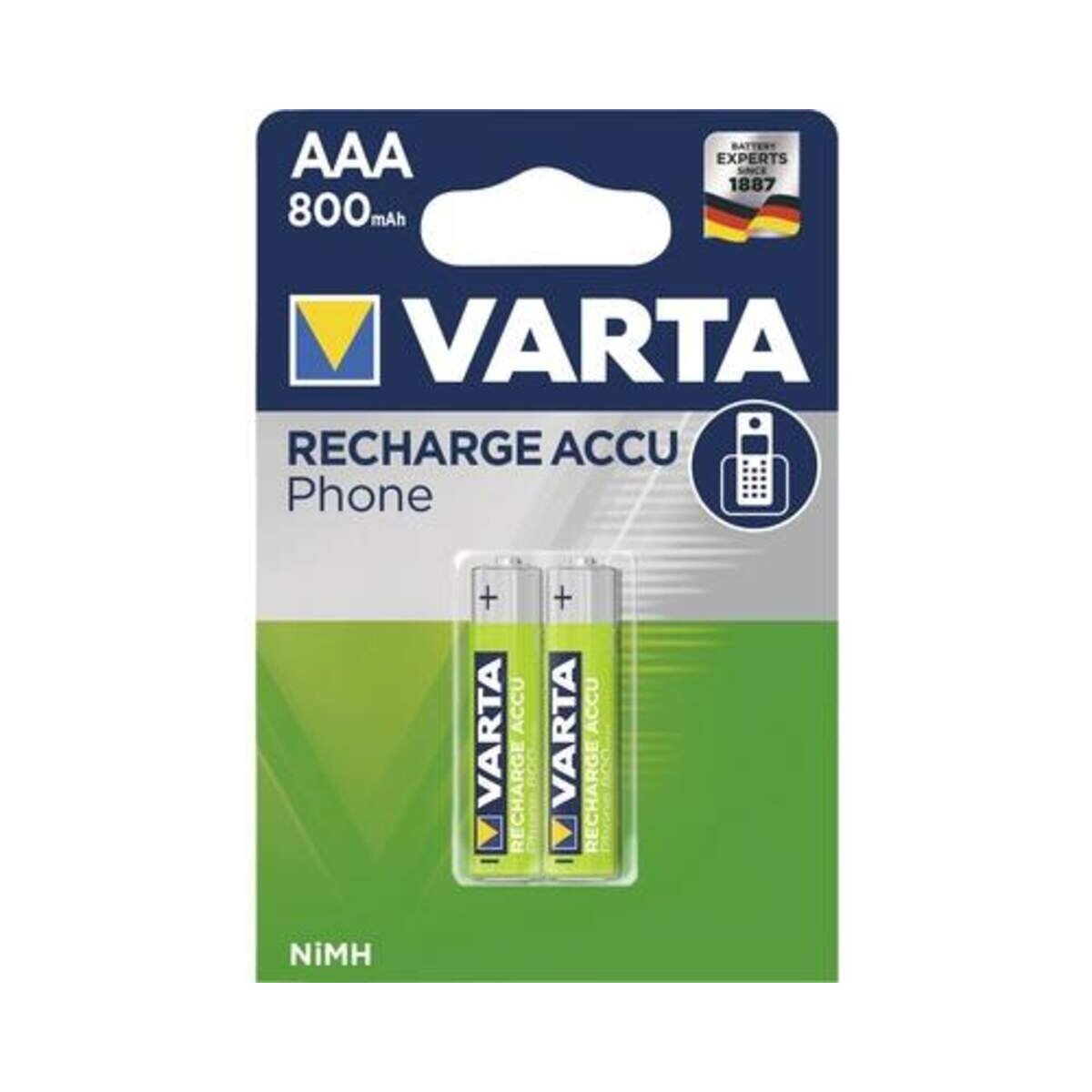 Varta Recharge Akku Phone, NiMH, 88mAh, AAA, 2 Stück