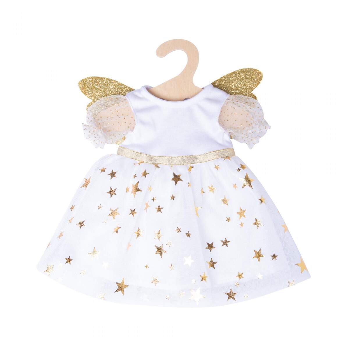 Heless 2152 - Kleid für Puppen im Design Schutzengel, mit goldenen Flügeln und Sternen-Haarband