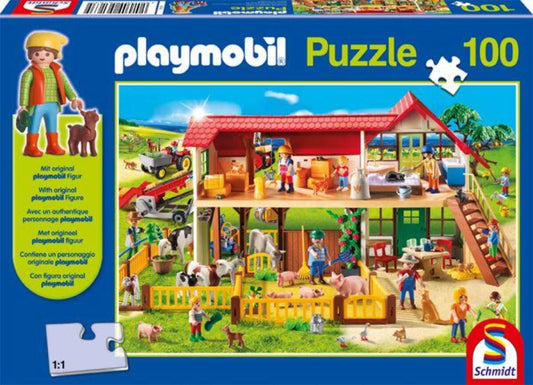 Schmidt Spiele KinderPuzzle - PLAYMOBIL Bauernhof mit Figur, 100 Teile