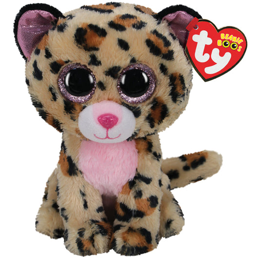 ty Beanie Boos Brown and pink leopard Livvie, 15 cm
