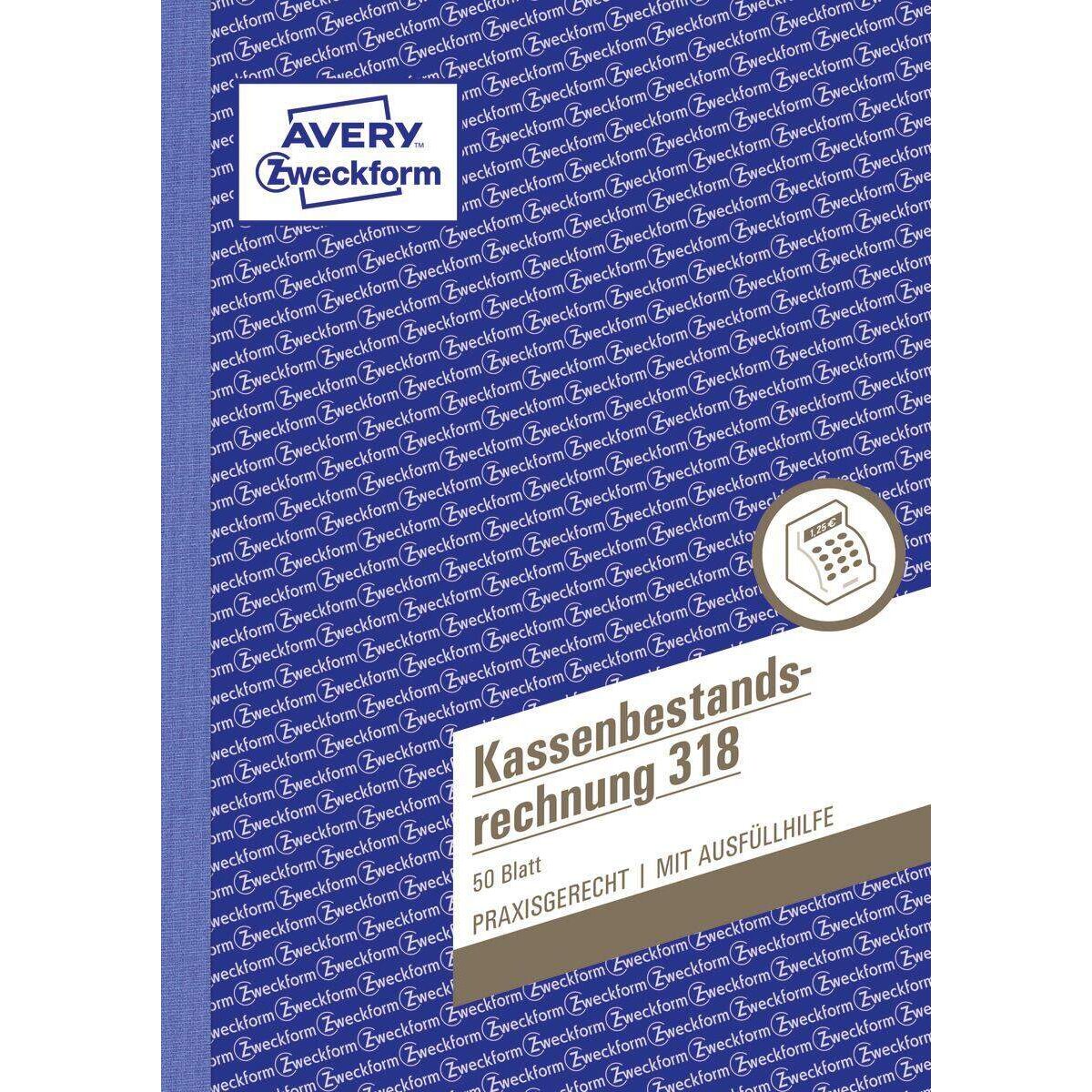 Avery Zweckform 318 Kassenbestandsrechnung, A5, 50 Originale, 50 Blatt
