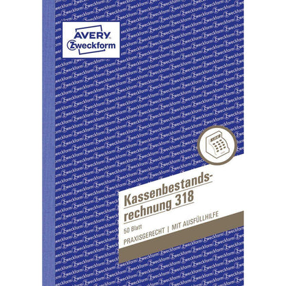 Avery Zweckform 318 Kassenbestandsrechnung, A5, 50 Originale, 50 Blatt