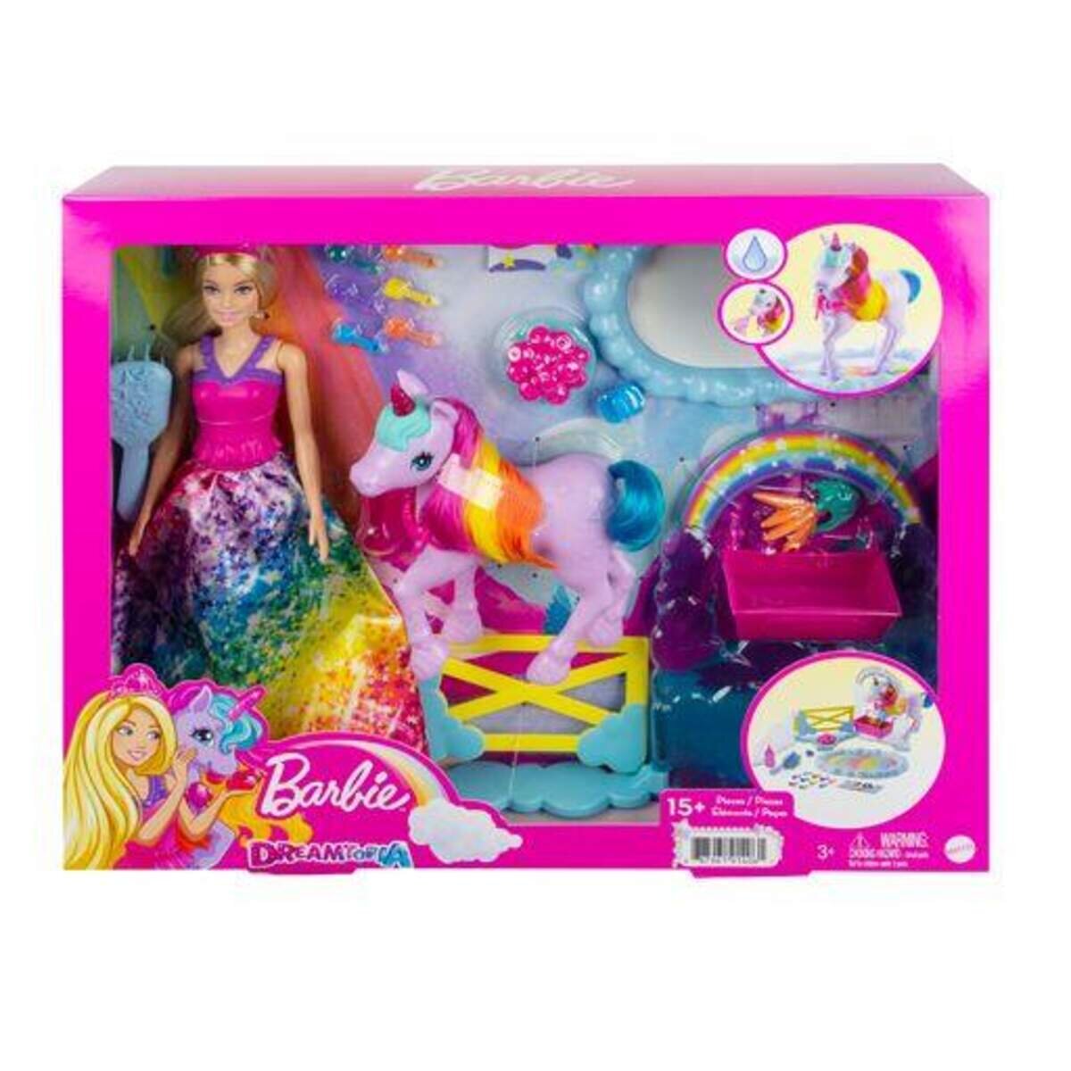 Barbie Dreamtopia Prinzessin Puppe inkl. Einhorn mit Farbwechsel, Set