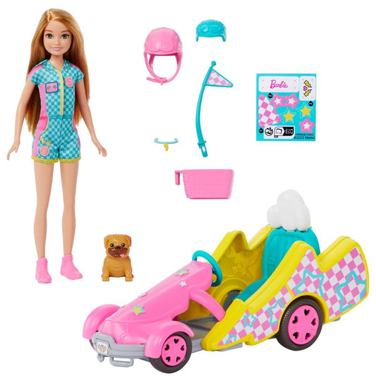 Barbie Stacie Rennfahrerin-Puppe mit Gokart-Spielzeugauto
