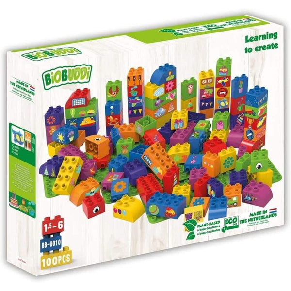 BIOBUDDI Lernbausteine Set 97 Klemmbausteine mit 3 Grundplatten