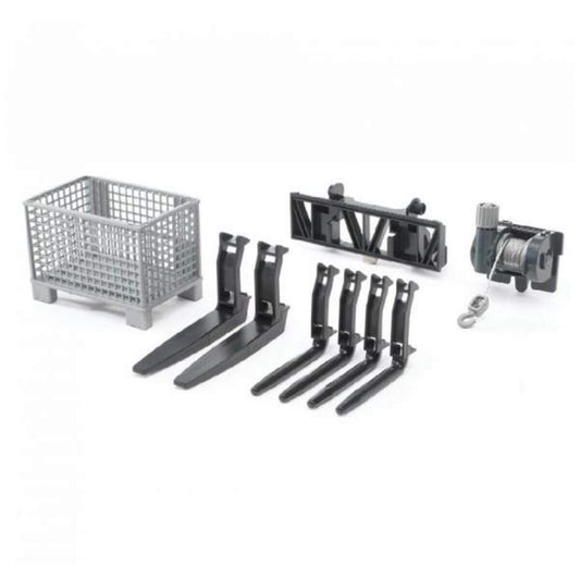 BRUDER® 2318 Gitterplatte, Seilwinde und Frontladergabel