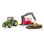 BRUDER® 3054 John Deere mit Rückeanhänger, Ladekran und 4 Baumstämmen