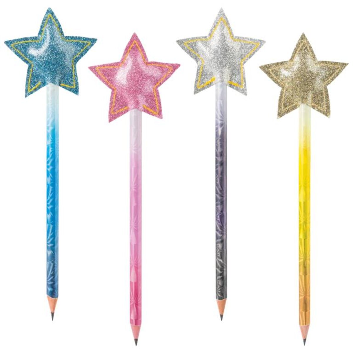 BRUNNEN Bleistift Star HB rund 18 cm, 1 Stück, 4-fach sortiert