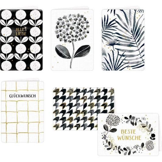 Coppenrath Verlag Grußkarte mit Kuvert All about black & white, 1 Stück, 6-fach sortiert