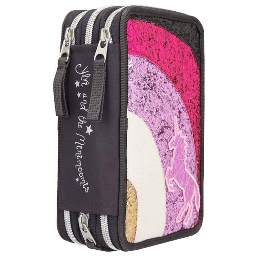 Depesche Ylvi & the Minimoomis Federtaschen Regenbogen Glitzer Anthrazit 3-Fach