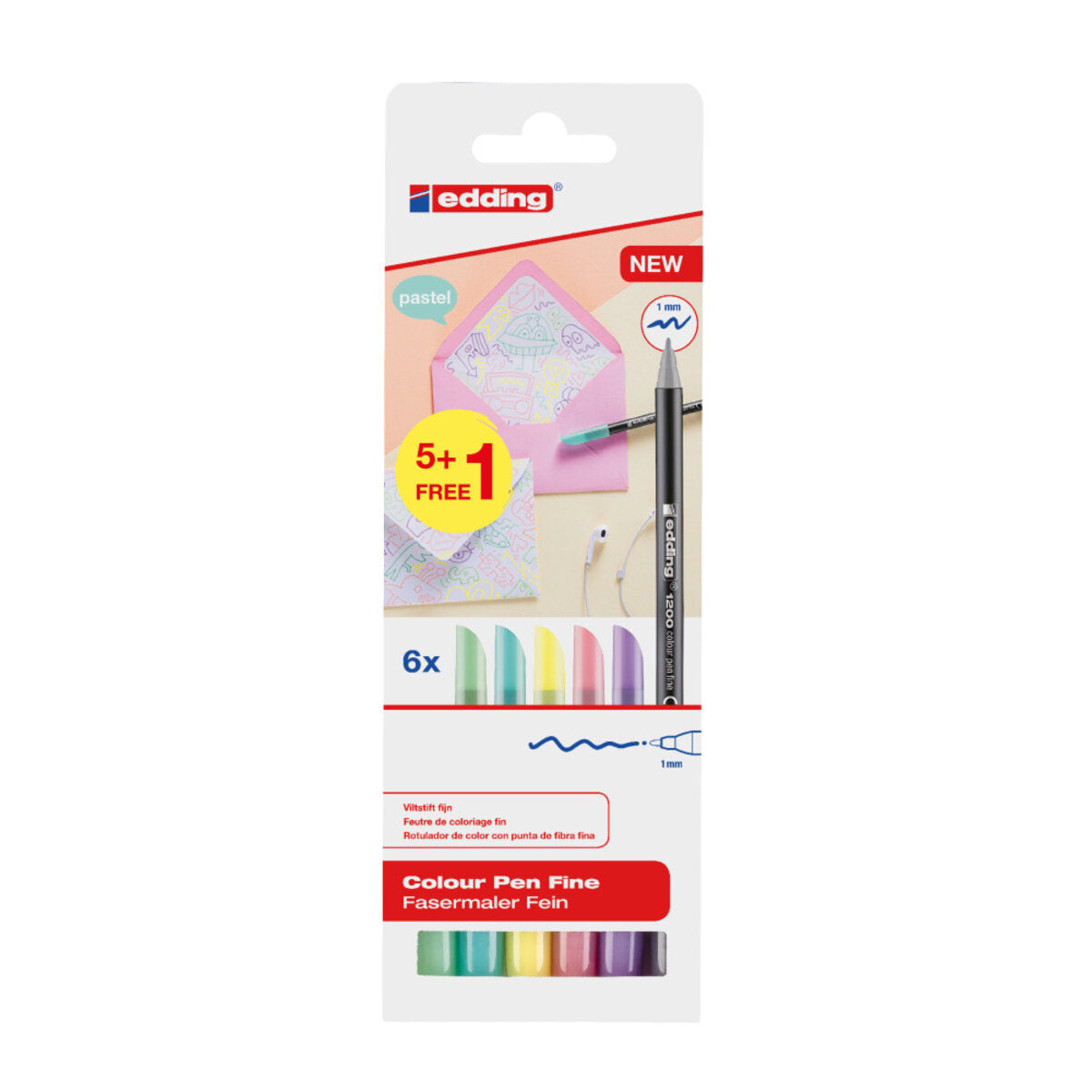edding 1200 Fasermaler colourpen fein 5+1