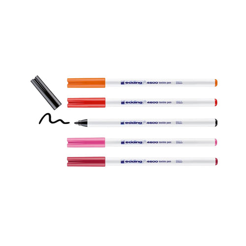 edding 4600 Textilpen, 1mm warme Farben, 5 Stück
