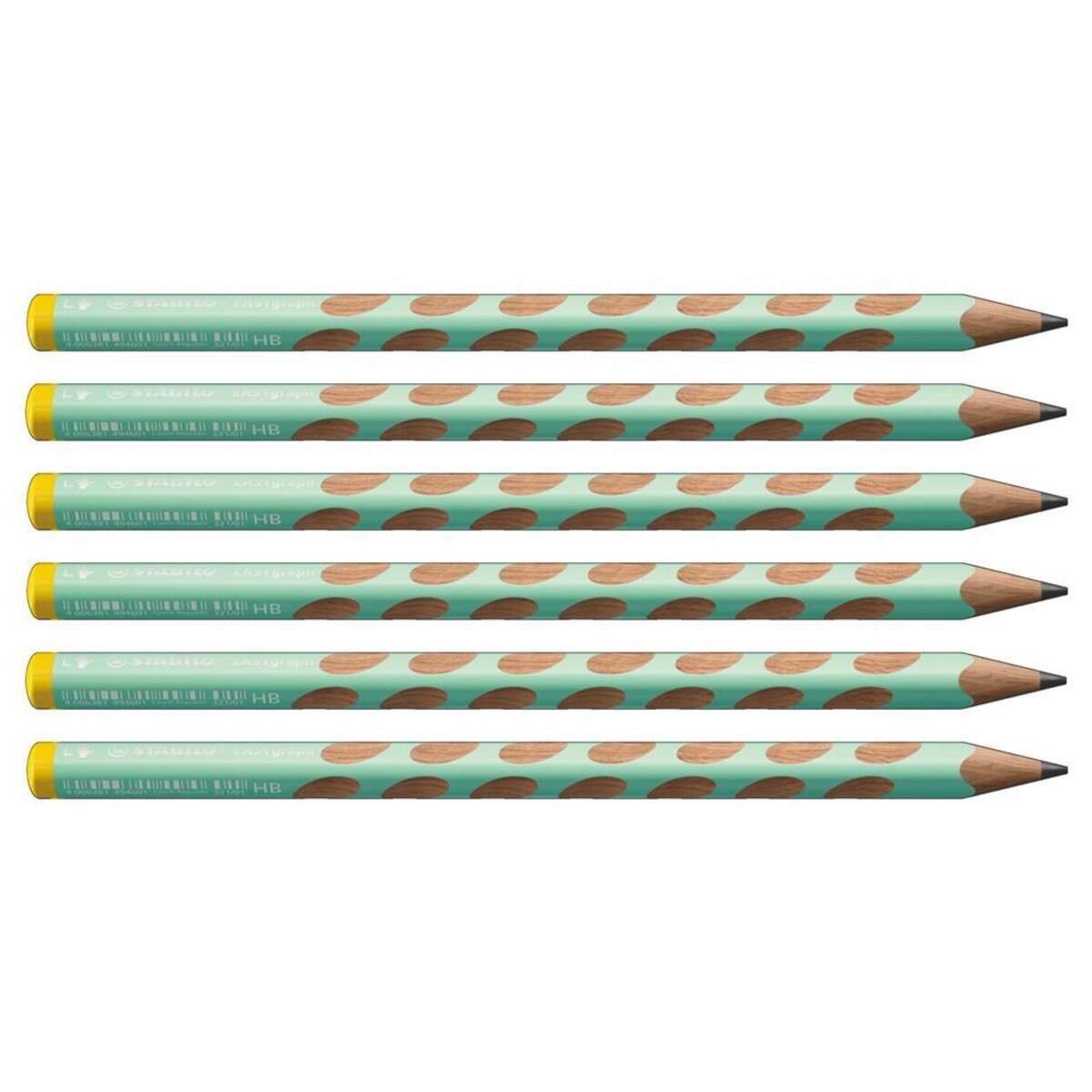 Ergonomischer Dreikant-Bleistift für Linkshänder - STABILO EASYgraph in pastellgrün - 6er Pack - Härtegrad HB