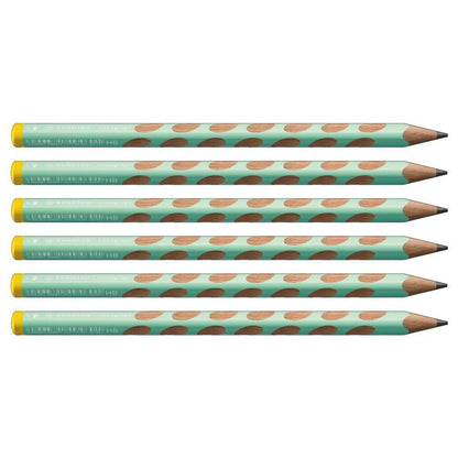 Ergonomischer Dreikant-Bleistift für Linkshänder - STABILO EASYgraph in pastellgrün - 6er Pack - Härtegrad HB