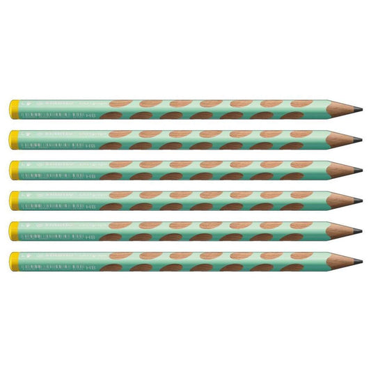 Ergonomischer Dreikant-Bleistift für Linkshänder - STABILO EASYgraph in pastellgrün - 6er Pack - Härtegrad HB