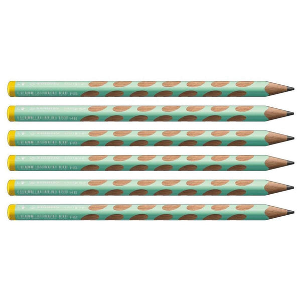 Ergonomischer Dreikant-Bleistift für Linkshänder - STABILO EASYgraph in pastellgrün - 6er Pack - Härtegrad HB