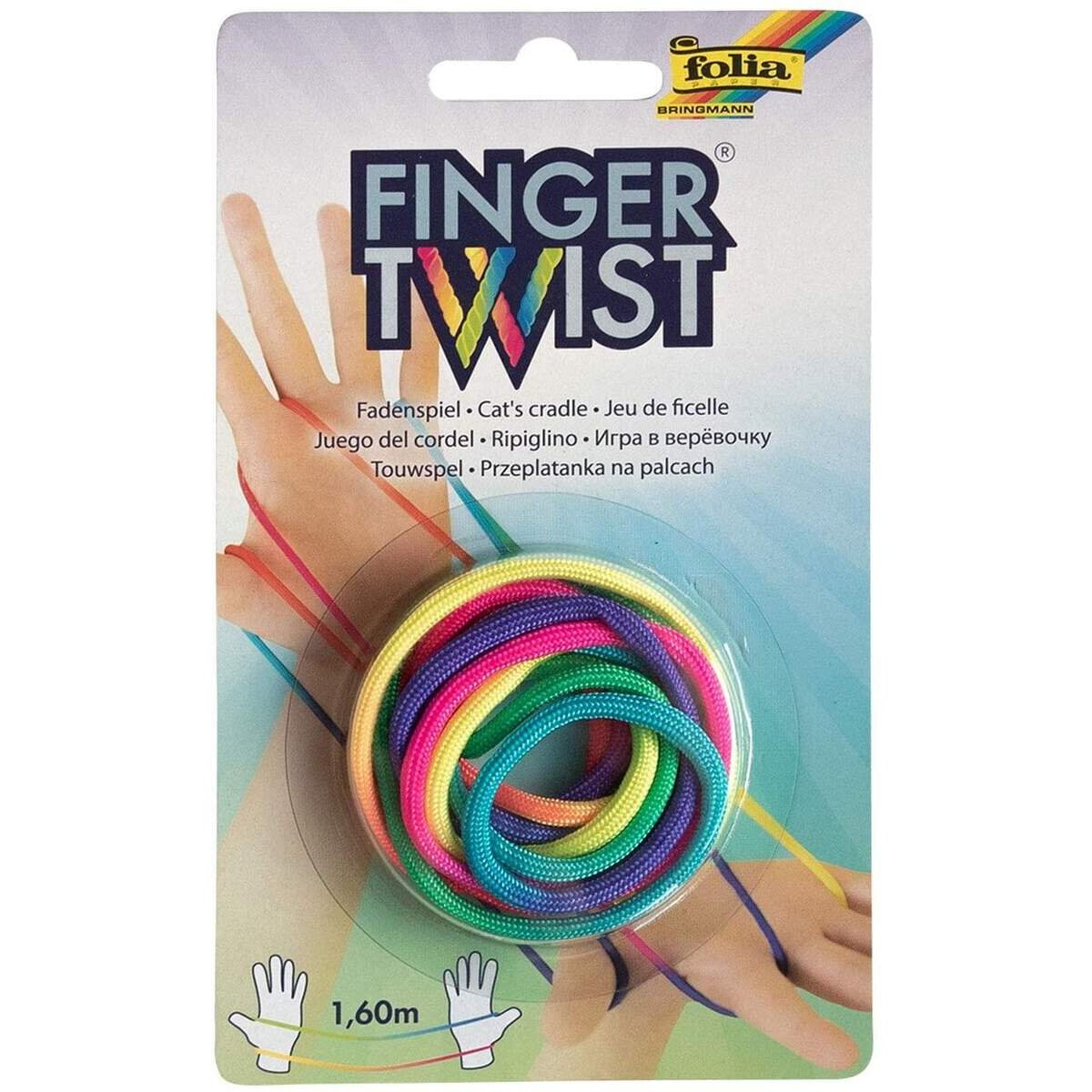 Folia Finger Twist Fadenspiel, in trendiger Regenbogen Optik, ca. 160 cm lang