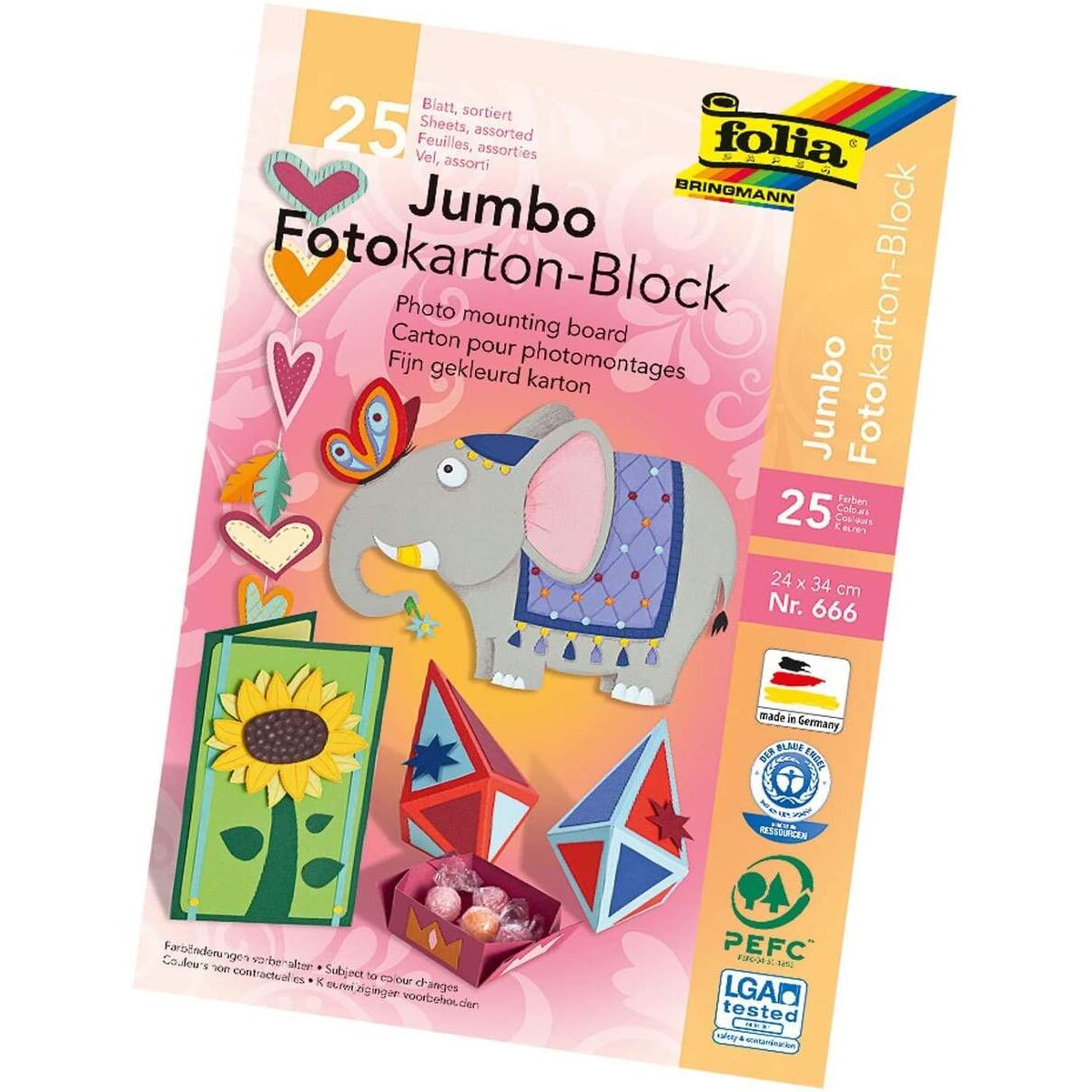 Folia Fotokartonblock Jumbo, ca. 24 x 34 cm, 25 Blatt
