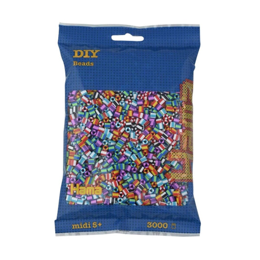 Hama Midi Bügelperlen 201-90, Mix 90 gestreift, ca. 3.000 Stück, Ø 5,0 mm