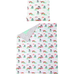 Heless 1000 - Puppen-Wendebettdecke mit Kissen im Pinguin Pünktchen Design