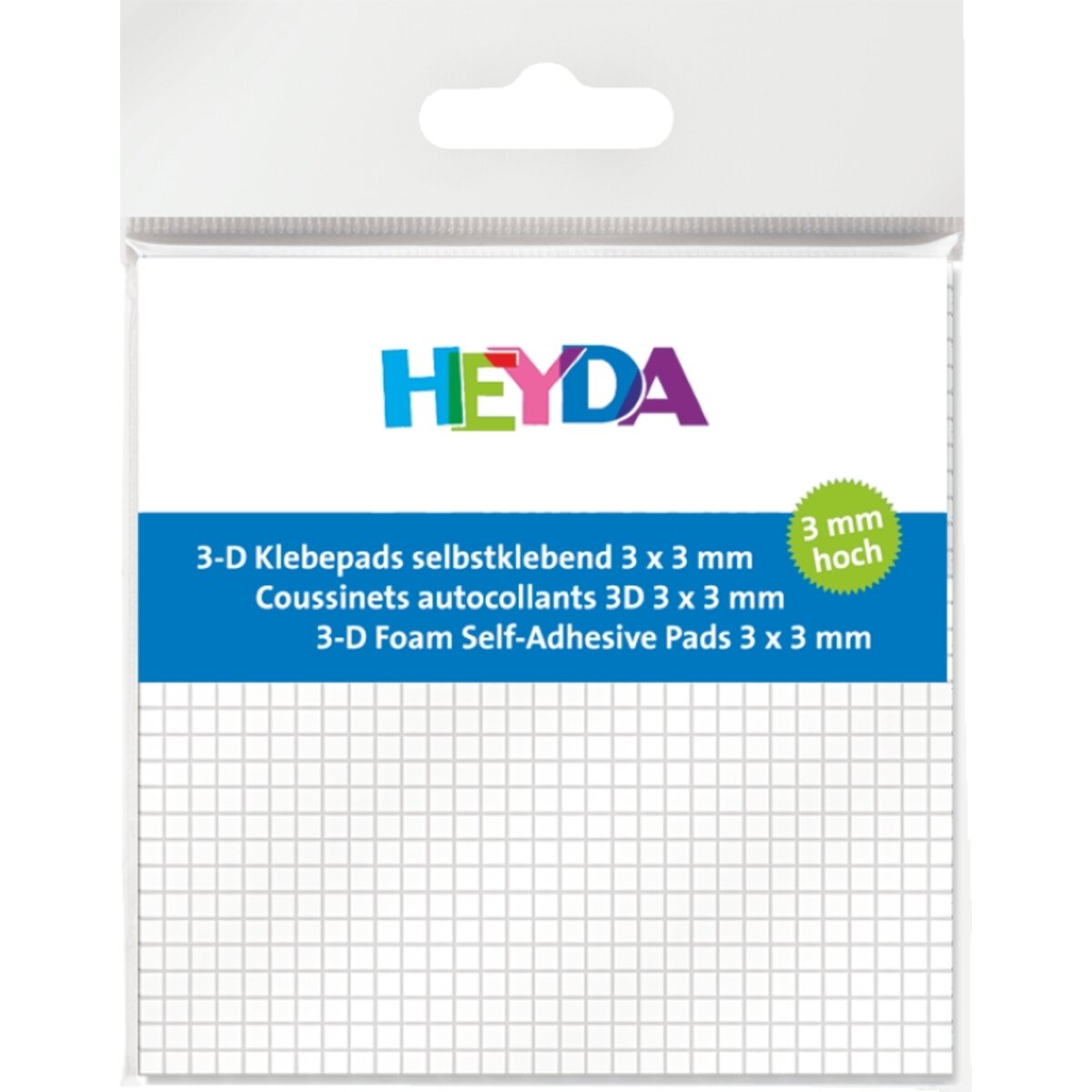 Heyda 961 Stück 3D-Klebepads 3 × 3 × 3 mm weiß beidseitig klebend