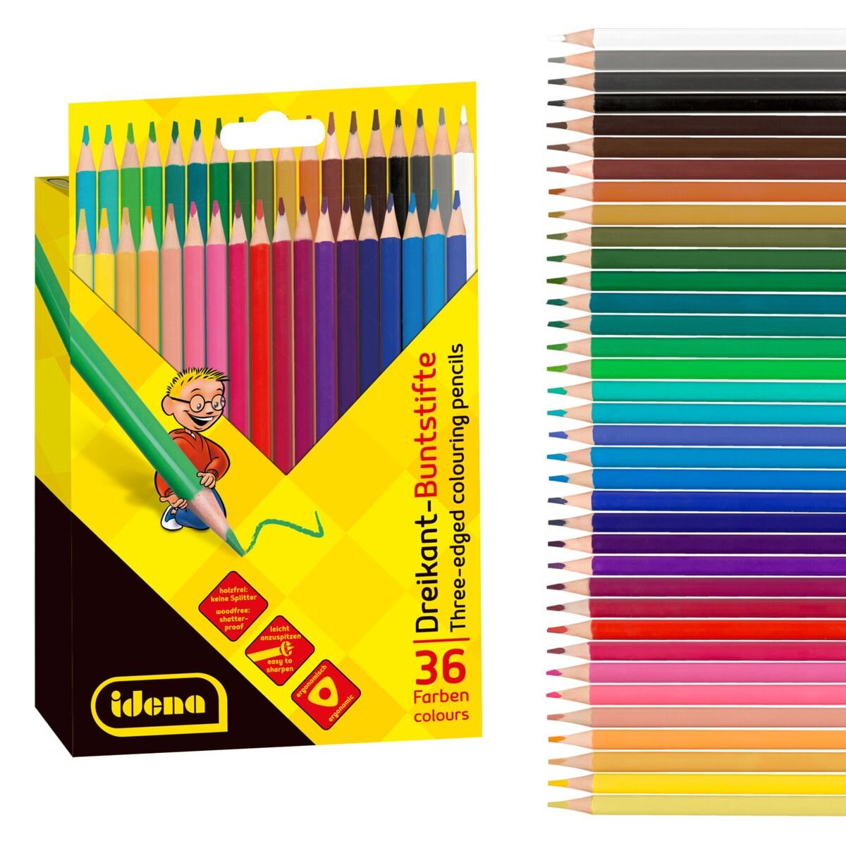 Idena Buntstifte holzfrei dreikant 36er Set