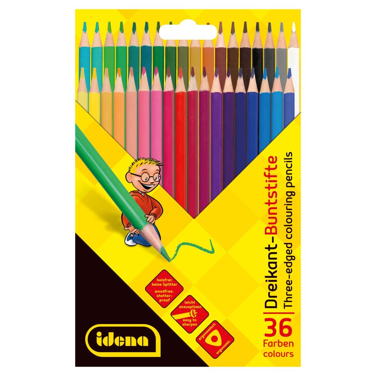 Idena Buntstifte holzfrei dreikant 36er Set