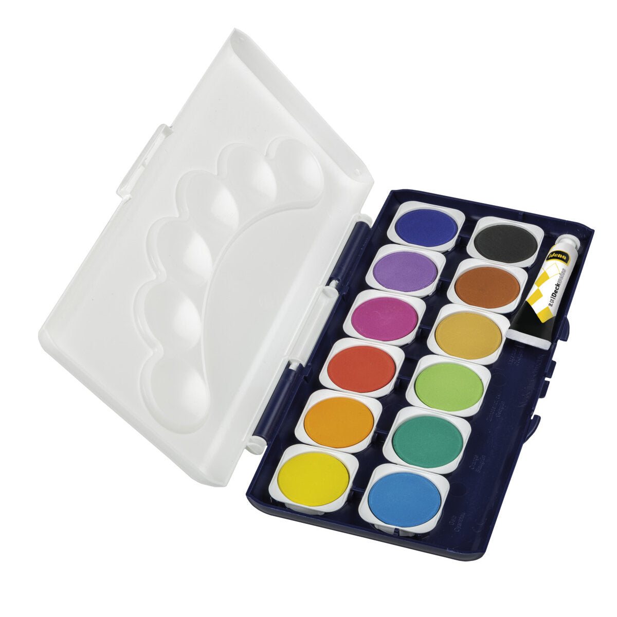 Idena Deckfarbkasten, 12 Farben, 1 Tube Deckweiß