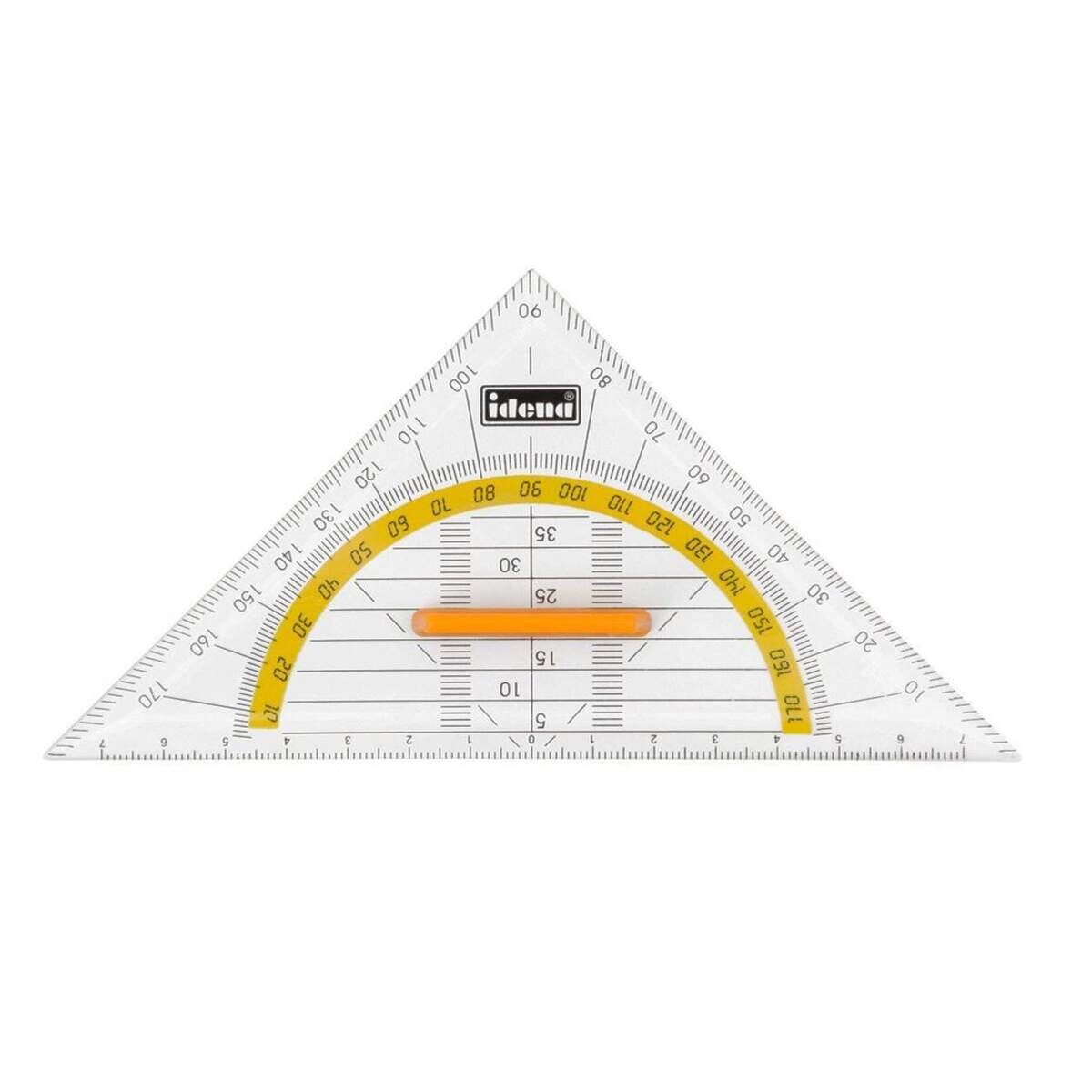 Idena Geometrie-Dreieck, mit Griff, 14 cm, transparent