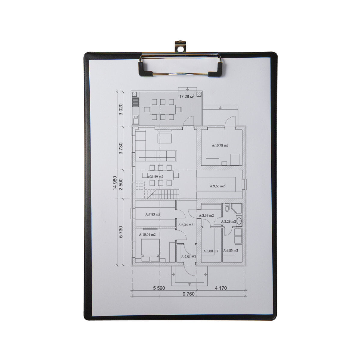 Idena Klemmbrett PVC beschichtet schwarz DIN A4