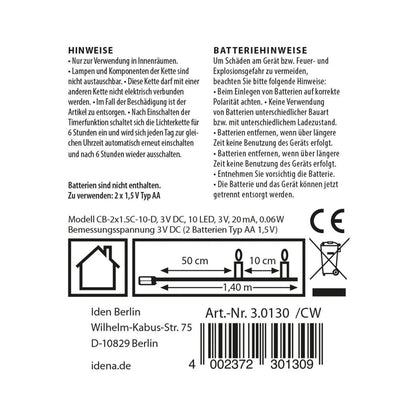 Idena LED Lichterkette Wäscheklammern mit 6h-Timer