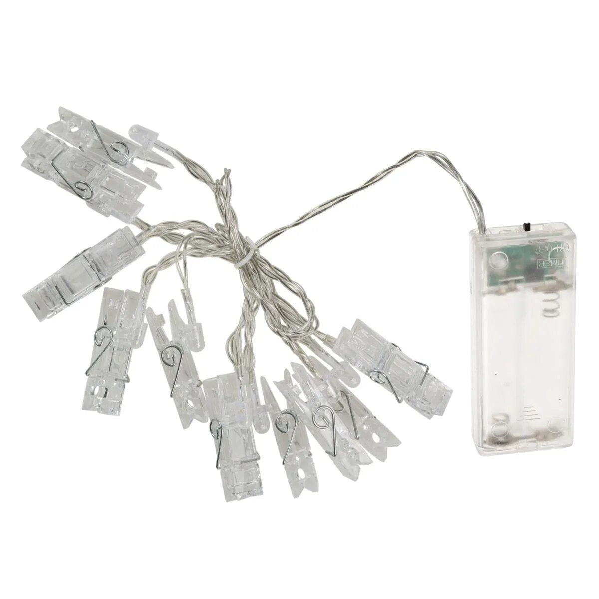 Idena LED Lichterkette Wäscheklammern mit 6h-Timer