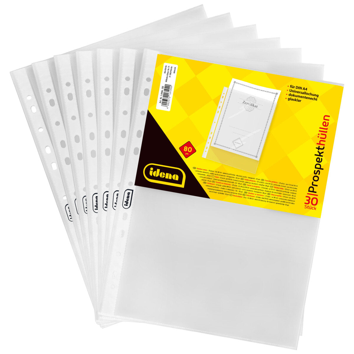 Idena Prospekthülle A4, 30er glasklar 80µ