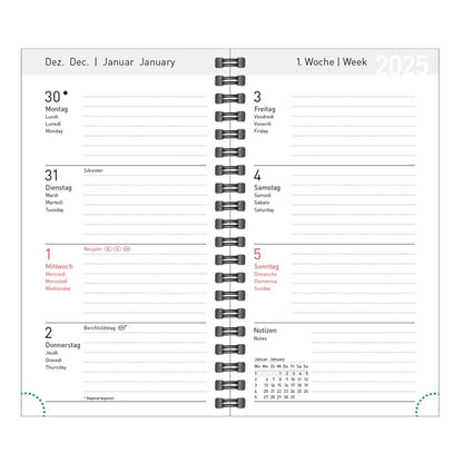 Idena Spiral Timer 2025 – 8,7 x 15,3 cm, FSC® Mix, Leinen rot