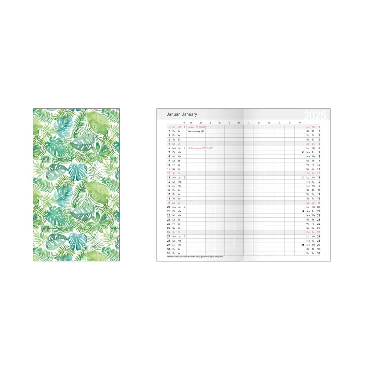 Idena Taschenplaner "Paper Jungle" 2025 – 8,7 x 15,3 cm, FSC® Mix