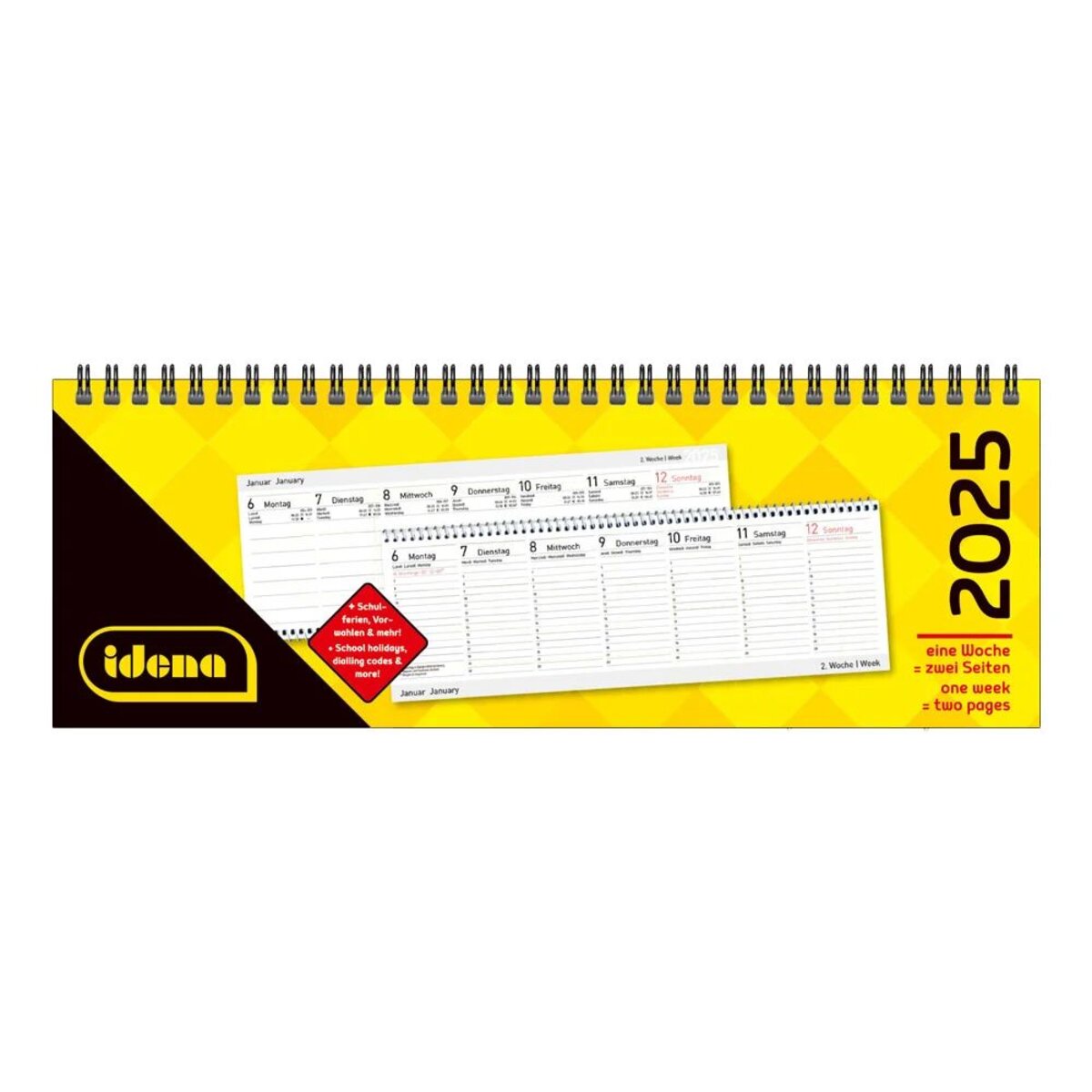 Idena Tischquerkalender 2025 – 29,8 x 10,5 cm, 1 Woche/2 Seiten, FSC® Mix