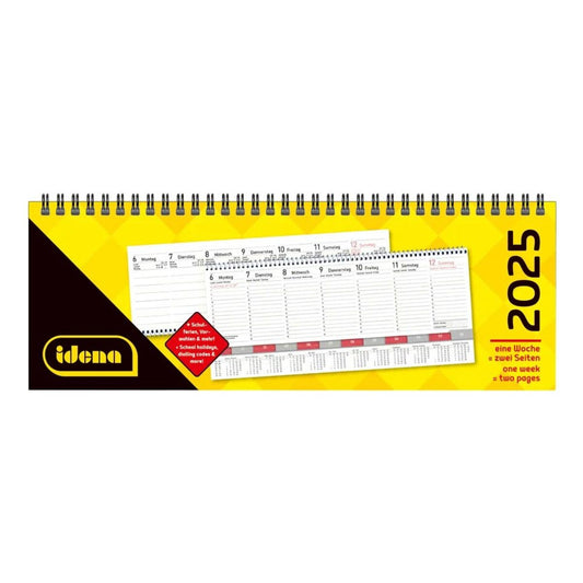 Idena Tischquerkalender Premium 2025 - 29,8 x 10,5 cm, 1 Woche/2 Seiten, FSC® Mix