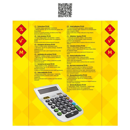 Idena Tischrechner TR 450, 12-stelliges Display, Solar- und Batteriebetrieb, silber