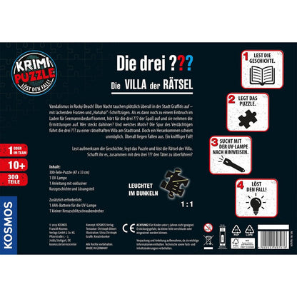 KOSMOS Die drei??? Krimi Puzzle: Die Villa der Rätsel, 300 Teile